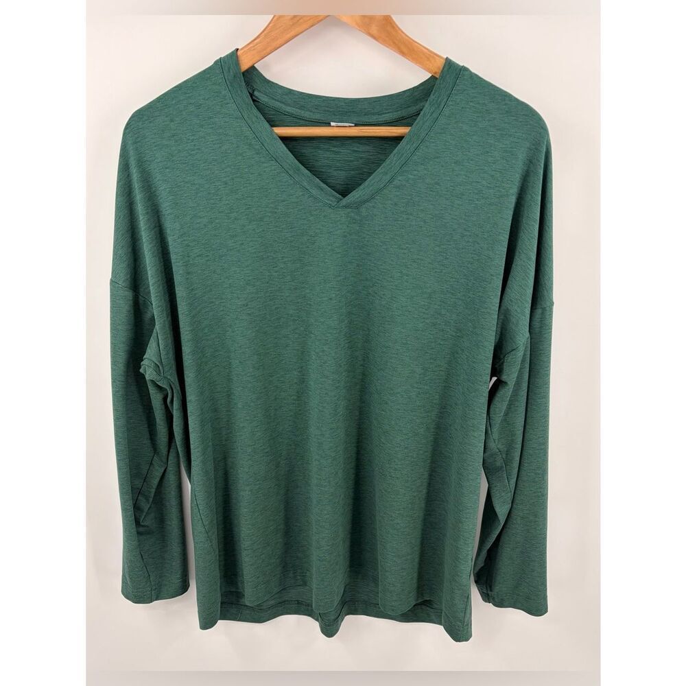 Rip Skirt jasper v-neck drop shoulder long sleeve green top women’s L beach